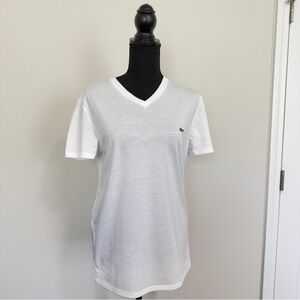 Lacoste Women's Classic White V-Neck Tee